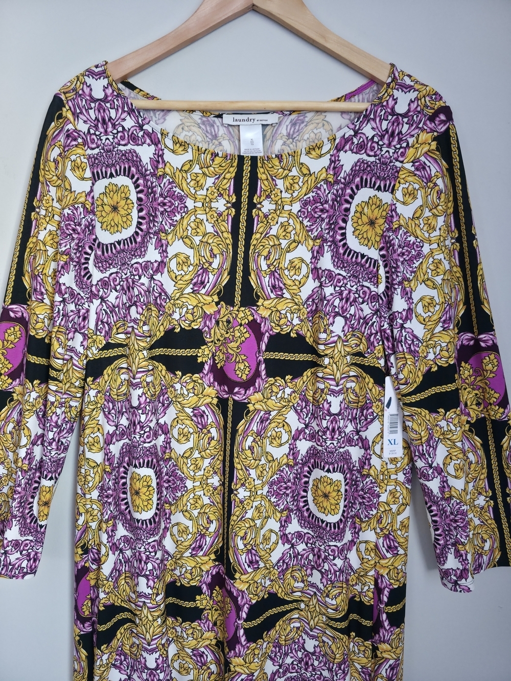 Laundry By Design XL Luxury Baroque Print Dress Stretch Elegant NWT - Picture 4 of 11